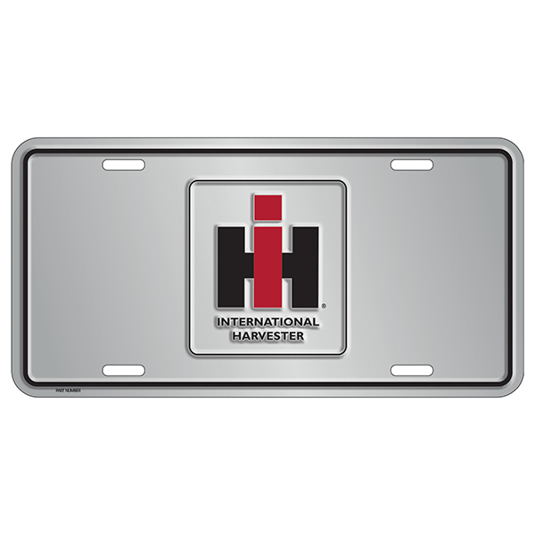IH International Harvester Silver Embossed Metal License Plate IH