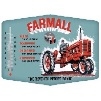 Farmall Improved Thermometer Die-Cut Embossed Tin Sign