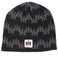 International Harvester Black Knit Beanie with Repeat IH Logo - Youth Size