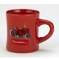 Red 8oz Stoneware Mug w/ Farmall  Tractor