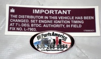 Engine Timing Setting Decal for 1979-80 Scout II, Terra or Traveler