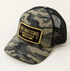 IH International Harvester Washed Camo Mesh Back Trucker Cap with Embroidery Logo Patch