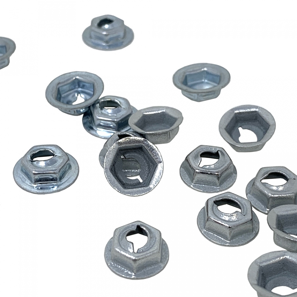 thumbnail image 2 of Auveco 3/16" Black Phosphate Thread Cutting Emblem Nuts – 25 Pack (Fits Dodge) 2 of 4