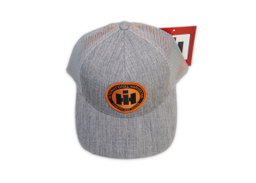 INTERNATIONAL HARVESTER Heathered Grey Mesh Back Trucker Cap with Blaze Orange Woven Patch
