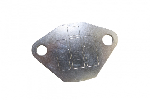 Polished Aluminum EGR Block Off Plate w/ International Harvester IH Logo