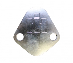 Polished Aluminum Fuel Pump Block Off Plate  w/ International Harvester IH Logo