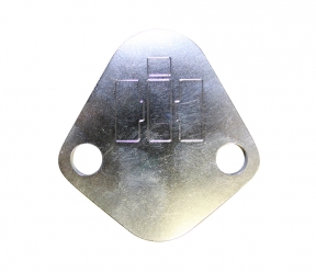 Polished Aluminum Fuel Pump Block Off Plate  w/ International Harvester IH Logo