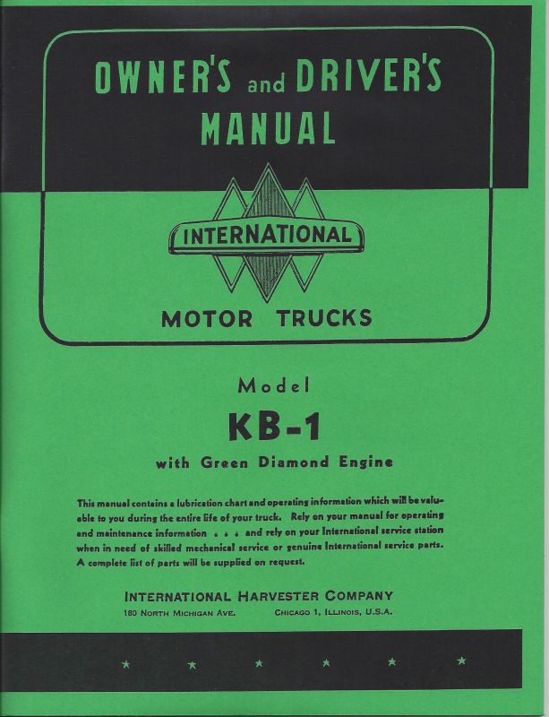 International KB-1 Truck Owner's and Driver's Manual