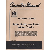 International R-110, R-111 & R-112 Series Truck Operator's Manual