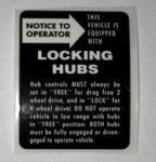 Locking Hub Decal for Scout II, Pickup or Travelall - Small