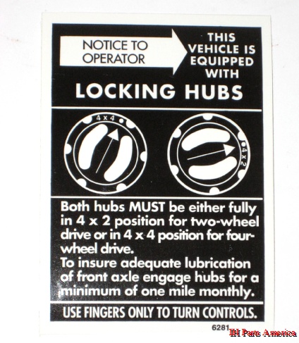 Locking Hub Decal for Scout II, Pickup or Travelall - Large
