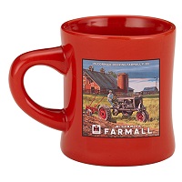 Red 8oz Stoneware Mug w/ Farmall F20 Tractor