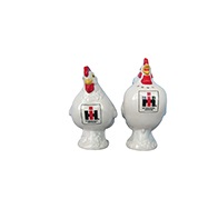 IH International Harvester White Rooster & Hen Salt & Pepper Set
