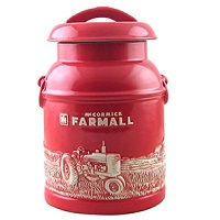 McCormmick Farmall Stoneware Milk Can Cookie Jar