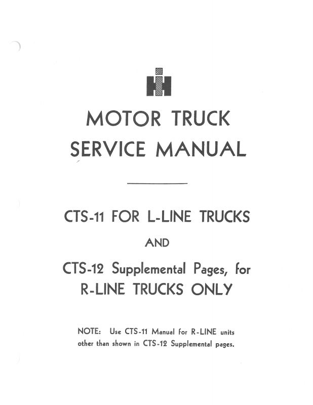 International Truck Service Manual for 1950-55 "L" & "R" Line