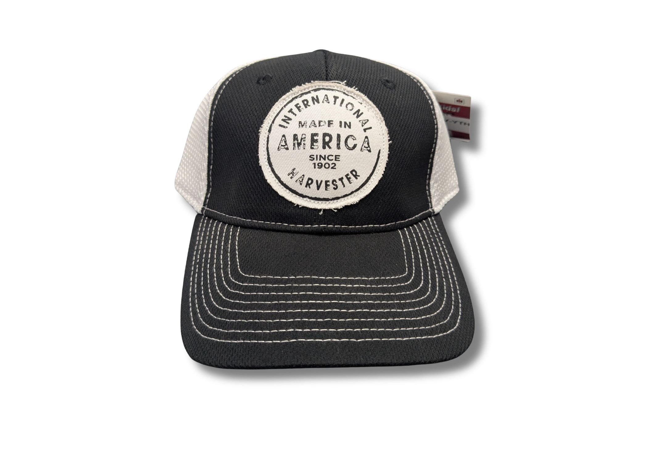 Youth IH Black & White Two-Tone Flex Fit Trucker Cap with Patch