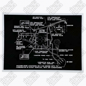 Vacuum Hose Decal for 1979 Scout II w/ 345, Thermoquad Carburetor and A/C