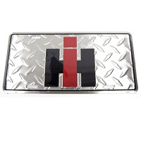 License Plate - IH Logo on Silver Diamond Plate