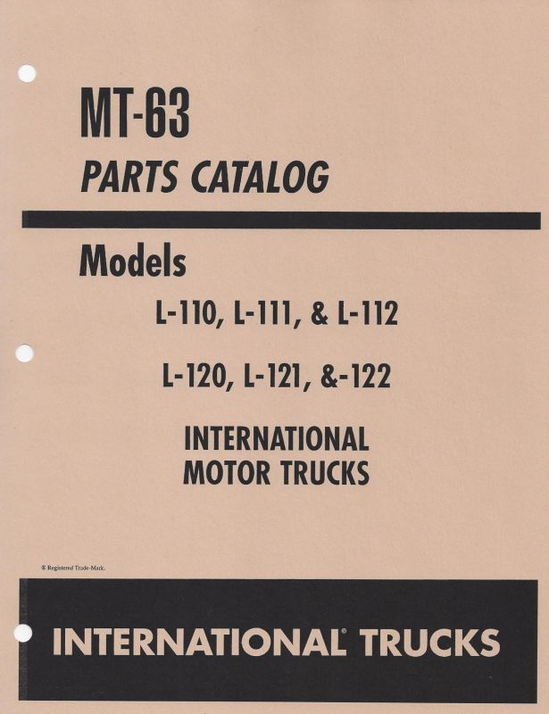 International Models L-110, L-111, L-112, L-120, L-121, L-122 Truck Parts Catalog